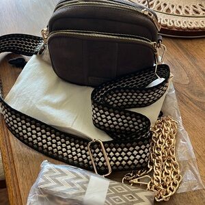 New Pom Pom London suede crossbody bag.